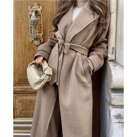 Zara Wool Blend Coat Camel Tan Size S - Picture 6 of 16